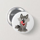Niedlicher Alberner Cartoon Wolf Button (Vorne & Hinten)