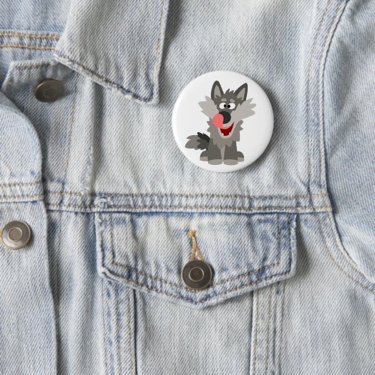 Niedlicher Alberner Cartoon Wolf Button (Beispiel)