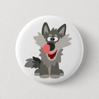 Niedlicher Alberner Cartoon Wolf Button