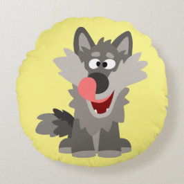 Niedlicher Alberner Cartoon Wolf Rundes Kissen