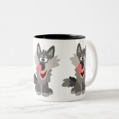 Niedlicher Alberner Cartoon Wolf Zweifarbige Tasse (VorderseiteRechts)
