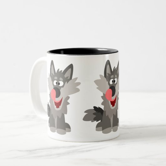 Niedlicher Alberner Cartoon Wolf Zweifarbige Tasse (Vorderseite Links)