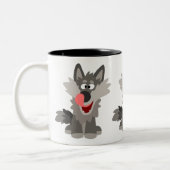 Niedlicher Alberner Cartoon Wolf Zweifarbige Tasse (Links)