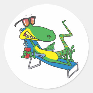 niedlicher alberner Liegestuhl-Cartoon Runder Aufkleber