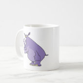 niedlicher alberner lila Rhinozeros-Cartoon Tasse (Vorderseite Links)