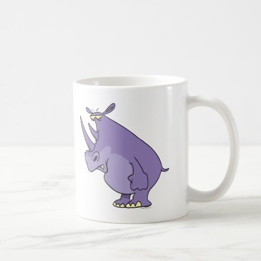 niedlicher alberner lila Rhinozeros-Cartoon Tasse (Rechts)