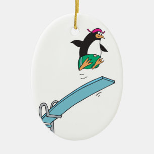 niedlicher alberner Tauchpinguin Keramikornament