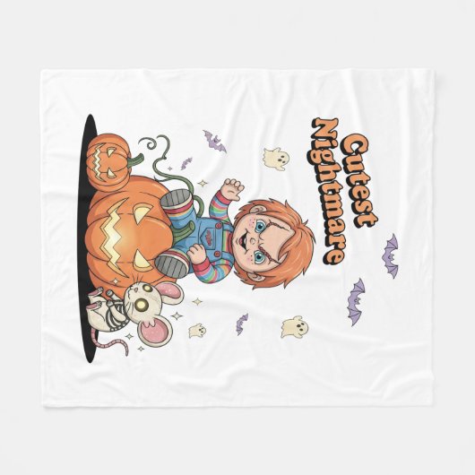 Niedlicher Albtraum Chucky Halloween Fleecedecke (Vorderseite (Horizontal))