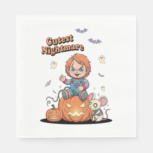Niedlicher Albtraum Chucky Halloween Serviette (Vorderseite)