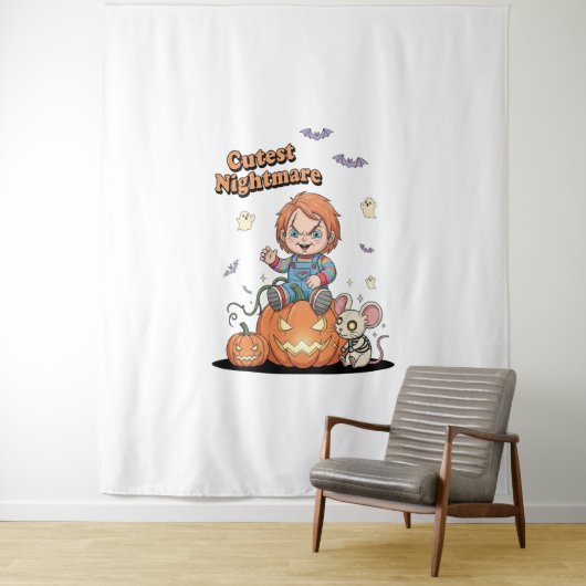 Niedlicher Albtraum Chucky Halloween Wandteppich (Beispiel)