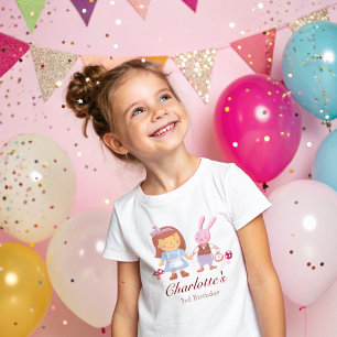 Niedlicher Alice Rabbit Pink-Kindergeburtstag T-Shirt