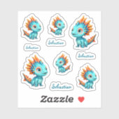 Niedlicher Alien-Drache, türkis - Aufkleber (Blatt)