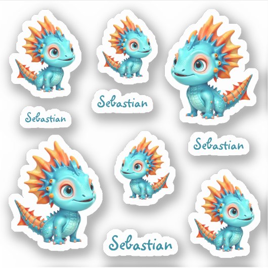 Niedlicher Alien-Drache, türkis - Aufkleber (Vorderseite)