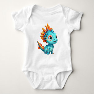 Niedlicher Alien-Drache, türkis - Baby Strampler