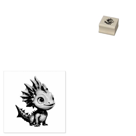 Niedlicher Alien-Drache, türkis - Gummistempel (Stempel)