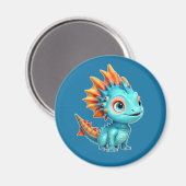 Niedlicher Alien-Drache, türkis - Magnet (Vorderseite/Rückseite)