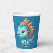 Niedlicher Alien-Drache, türkis - Pappbecher (Rückseite)