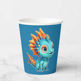 Niedlicher Alien-Drache, türkis - Pappbecher