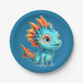 Niedlicher Alien-Drache, türkis - Pappteller (Vorderseite)