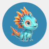 Niedlicher Alien-Drache, türkis - Runder Aufkleber (Vorderseite)