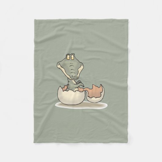 Niedlicher Alligator-Cartoon Hatching von Eggshell Fleecedecke (Vorderseite)