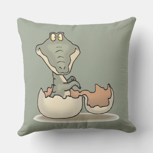 Niedlicher Alligator-Cartoon Hatching von Eggshell Kissen (Rückseite)
