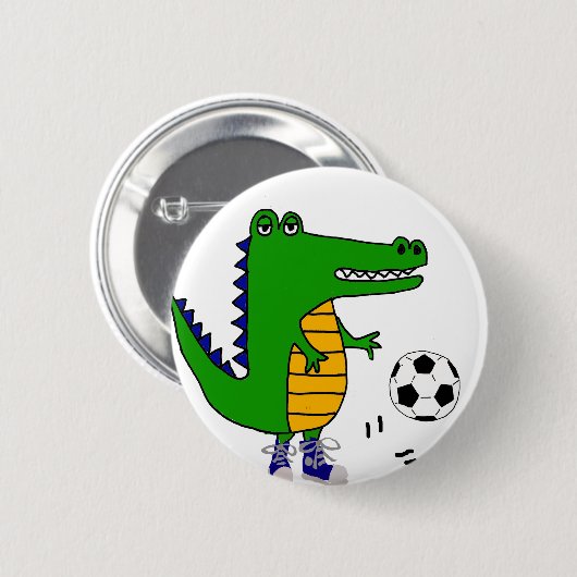 Niedlicher Alligator, der Fußball-oder Button (Vorne & Hinten)