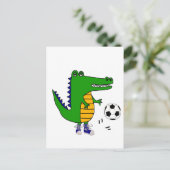 Niedlicher Alligator, der Fußball oder Fußball-Car Postkarte (Stehend Vorderseite)
