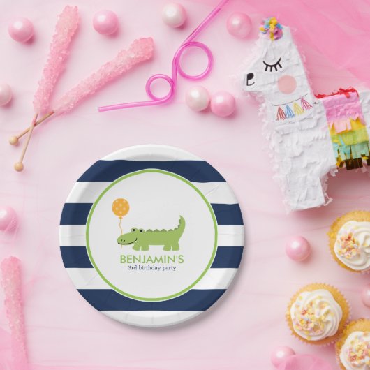 Niedlicher Alligator Geburtstag Pappteller (Party)