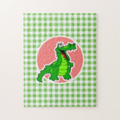 Niedlicher Alligator; Grüner Gingham Puzzle (Vertikal)