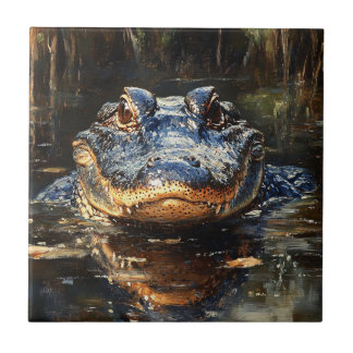 Niedlicher Alligator in der Florida Everglades Mal Fliese
