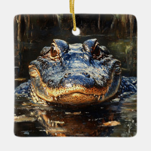 Niedlicher Alligator in der Florida Everglades Mal Keramikornament