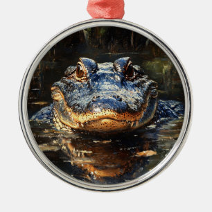 Niedlicher Alligator in der Florida Everglades Mal Ornament Aus Metall