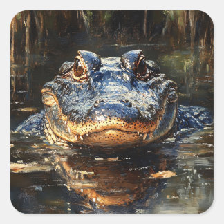 Niedlicher Alligator in der Florida Everglades Mal Quadratischer Aufkleber