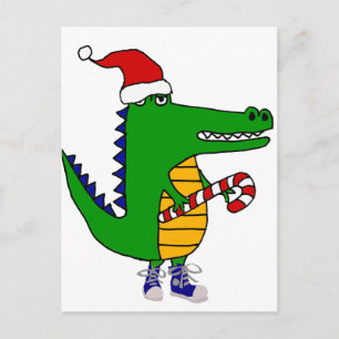 Niedlicher Alligator in der Weihnachtsmannmütze We Feiertagspostkarte