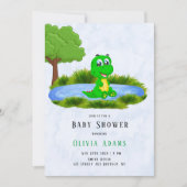 Niedlicher Alligator in Pond Boy Babydusche Einladung (Vorderseite)