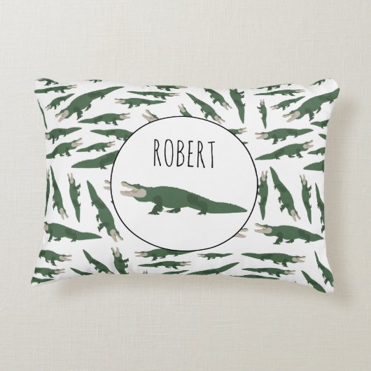Niedlicher Alligator-Krokodil-Muster-Individuelle  Dekokissen (Rückseite)