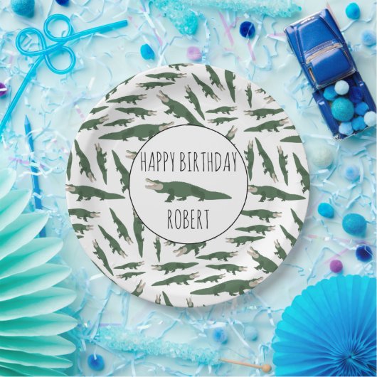 Niedlicher Alligator-Krokodil-Muster-Individuelle Pappteller (Party)