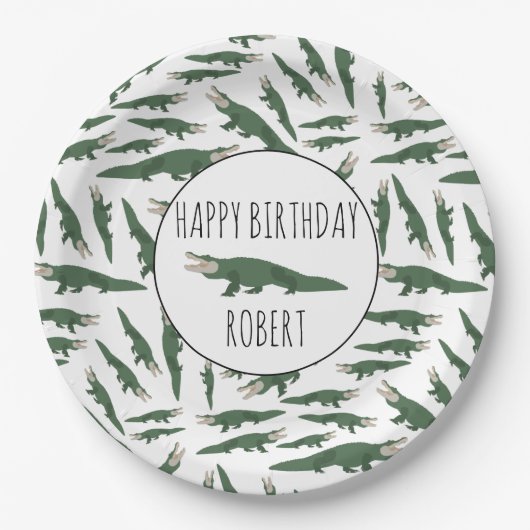 Niedlicher Alligator-Krokodil-Muster-Individuelle Pappteller (Vorderseite)