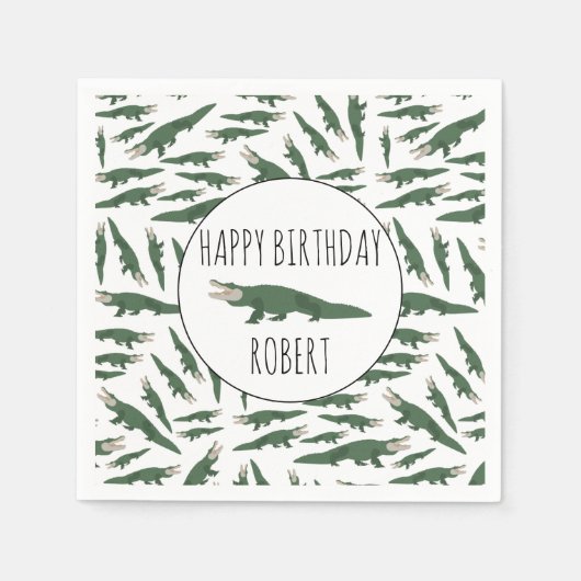 Niedlicher Alligator-Krokodil-Muster-Individuelle  Serviette (Vorderseite)