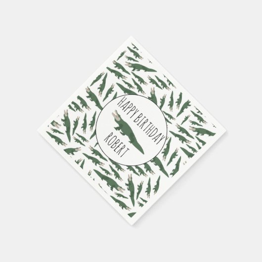 Niedlicher Alligator-Krokodil-Muster-Individuelle Serviette (Ecke)