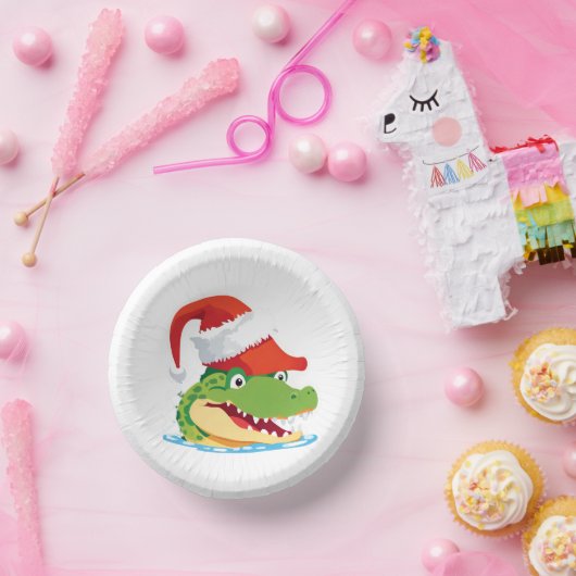 Niedlicher Alligator Krokodil Weihnachtsfeier Weih Pappteller (Party)