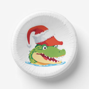 Niedlicher Alligator Krokodil Weihnachtsfeier Weih Pappteller