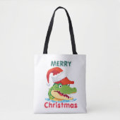 Niedlicher Alligator Krokodil Weihnachtsfeier Weih Tasche (Vorderseite)