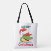 Niedlicher Alligator Krokodil Weihnachtsfeier Weih Tasche (Rückseite)