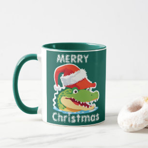 Niedlicher Alligator Krokodil Weihnachtsfeier Weih Tasse