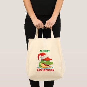 Niedlicher Alligator Krokodil Weihnachtsfeier Weih Tragetasche