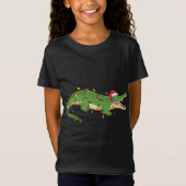 Niedlicher Alligator mit Weihnachtsbeleuchtung des T-Shirt (Vorderseite)