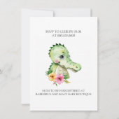 Niedlicher Alligator Wasserfarbe Hibisken Kinderdu Einladung (Rückseite)