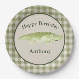 Niedlicher Alligator Wasserfarbname Geburtstag Pappteller